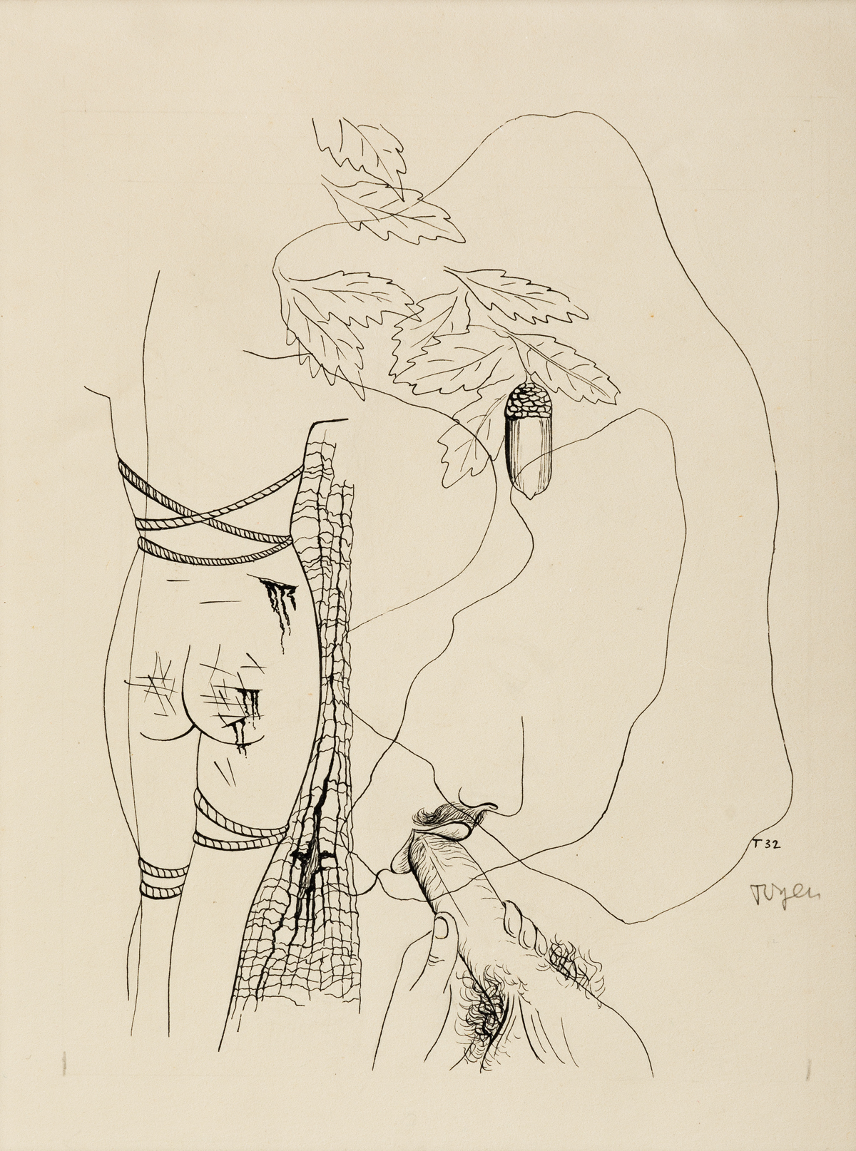 TOYEN (MARIE CERMINOVA, 1902-1980) Erotic Illustration from Marquis de Sade: Justina cili prokletí ctnosti.